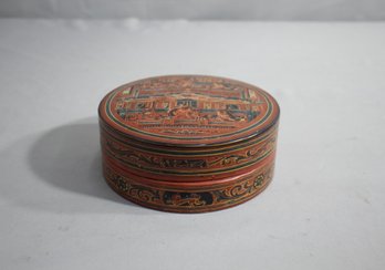 Vintage Round Lacquer Tea &  Box With Removable Cover
