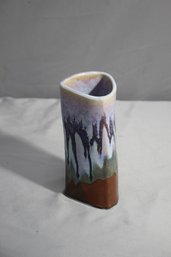 Huntley Pottery Art Pottery Drip Glaze Vase Signed Huntley 1989