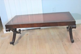 Vintage 40s  Mahogany Leather Top Coffee Table