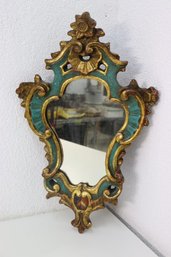 Vintage Ornate Rococo Style Borghese Gold & Verdigris Painted Gesso Mirror