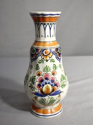 Vintage Dutch Delft Polychrome Multi-Color 9 Vase - Signed & Numbered