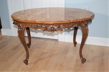 Italian Marble Top Carved  Side Table