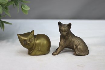 Two Vintage Brass Cat Figurines