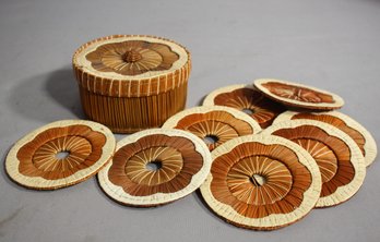 Vintage  Woven Reed Coasters  Made In Japan