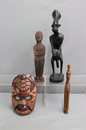 Group Lot Of Decorative Tribal And Ethnographic Carvings And Figurines