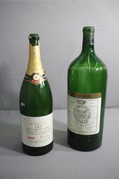 Two Vintage Large Format Wine Bottles - Chateau Gruaud Larose And Champagne Guy Beauregard