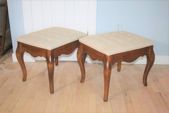 Two Vintage Ethan Allen Tufted Ottomans