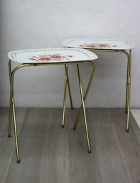 Two Vintage Dennis Mitchell Industries Metal Folding TV Tray Tables