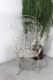 White Rustic  High Back Floral Spirals Garden Chair