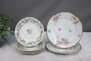 Group Lot Of 6 Vintage Theodore Haviland Limoges Plates: 4 Salad Plates And 2  9.5' Platters