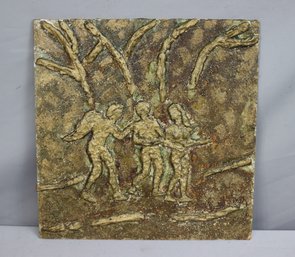 Figural Garden Of Eden Scene Bas Relief Wall Plaque