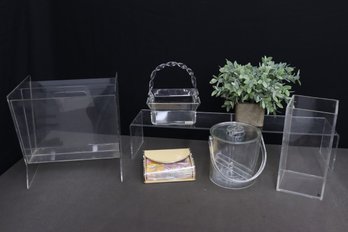 Group Lot Of Lucite Wares - Mag Rack, Ice Bucket And More