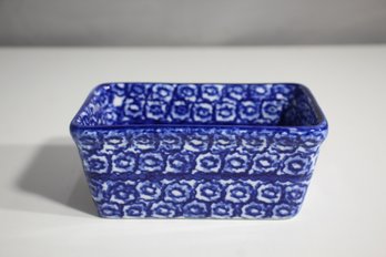 Nantucket Loaf Baking Dish Cookware Oven Dishwasher Safe Ceramic Polish Blue