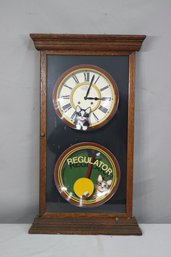 Limited Edition Regulator Clock With Two Hand-painted Collectible Plates By Thaddeus Krumeich For Anna Perenna