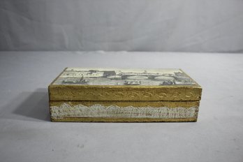 Vintage Gold & Cream Florentine Box Made In Italy For Lord & Taylor