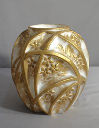 Vintage Phoenix Consolidated Glass Vase - Ornate Gold Floral Design