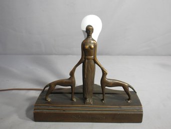 Schomberg 'Diana And Hound' Art Deco Lamp - Missing Art Deco Panel