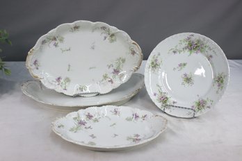 Group Lot Of Vintage Limoges Porcelain: 3 Oval Platters And 1 Round