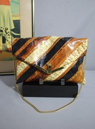 Robert Bestian Vintage Clutch - Exotic Snakeskin Striped Design