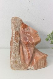 Alabaster Bust Of Raptured Woman With Natural Unfinished Border