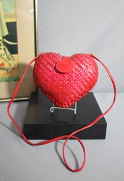 Vintage Susan Gail Style Red Heart Wicker Bag