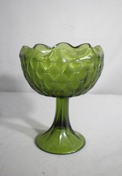 Vintage Green Glass Pedestal Candy Dish Vase