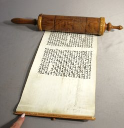 Historic Handwritten Scroll  Megillah Esther Fragment On Vellum