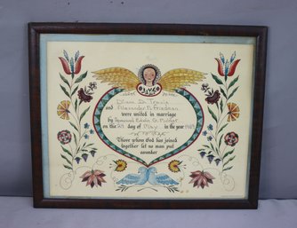 Framed Vintage 1969 Travis/Friedman Marriage Certificate