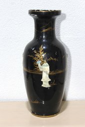 Oriental Painted Vase With Mother-of-Pearl Inlays