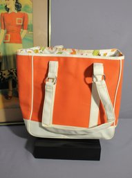 Vibrant Orange And White Beach Tote Bag