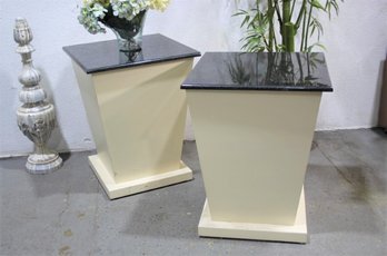 Pair Of Wide Cube Column Stands Pedestal Side Tables
