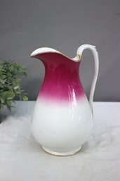 Vintage CH Field Haviland Cerise And White Porcelain Pitcher