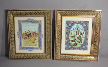 Middle Eastern Vistas: Original Paintings In Inlaid Frames-pair