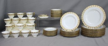 62pc Vintage Royal Crown Derby Heraldic Gold Fine Bone Chinaware