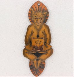 Wooden Carved And Painted Wall Hanging Match Holder
