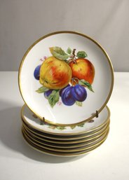 Vintage Set Of 7 Mitterteich Bavaria Germany Fruit Design Plates