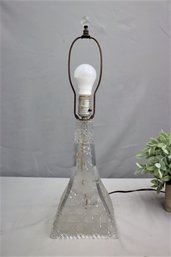 Vintage Cut Glass Pyramidal Base Table Lamp