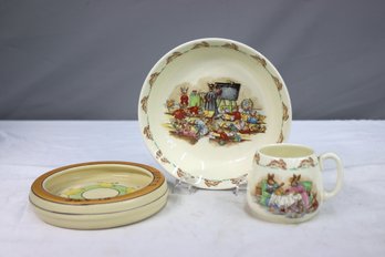 Royal Doulton Bunnykins Plate And Mug And Stoneware 'baby's Plate'