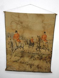 Vintage Fox Hunting Tapestry With Water Marks