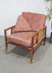 Vintage Danish Modern Style Cane-sided Wood-framed Lounge Chair