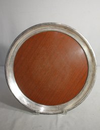 Vintage Crescent Modern Formica And Silver- Plate Round Serving -14' Roud