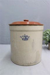 Vintage Stoneware 3 Gallon Crock With Lid