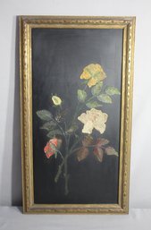 Antique Floral Painting In Ornate Frame