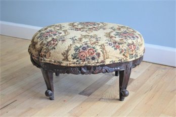 Vintage Oval Tapestry Upholstered Foot Stool/Rest