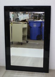 Contemporary Beveled Wall Mirror In Jet Black Frame