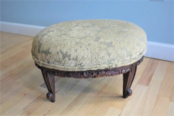 Vintage Oval Chenille Damask Upholstered Foot Stool/Rest