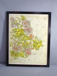 Floral Study In Progress: Framed Unfinished Watercolor