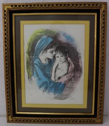 Framed M. Maurice Limited Edition Lithograph #44/250 - Mother And Baby