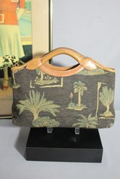 Vintage Tommy Bahama Tapestry & Leather Handbag