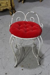 Vintage White Painted Italian Vanity Iron Chair